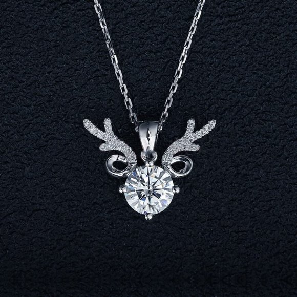 Certified 1ct. t.w. Diamond Elk Necklace 18k White Gold over Italy Silver - Picture 5 of 16